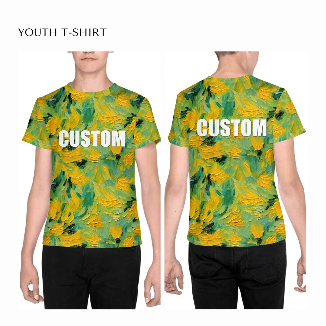 Custom-Expressionist-Abstract-all-over-print-unisex-youth-crew-neck-t-shirt-on-boy-front-and-back-artfulane