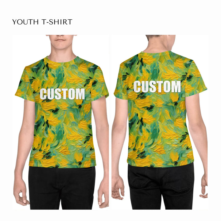 Custom-Expressionist-Abstract-all-over-print-unisex-youth-crew-neck-t-shirt-on-boy-front-and-back-artfulane