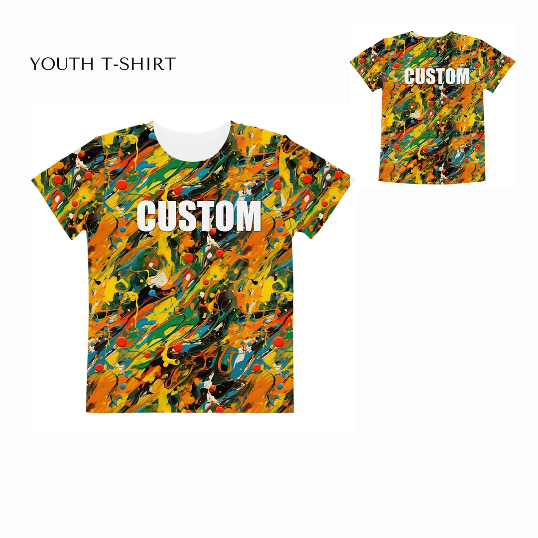 Custom-Expressionist-abstract-bold-brushstrokes-all-over-print-unisex-youth-crew-neck-t-shirt-front-and-back-artfulane