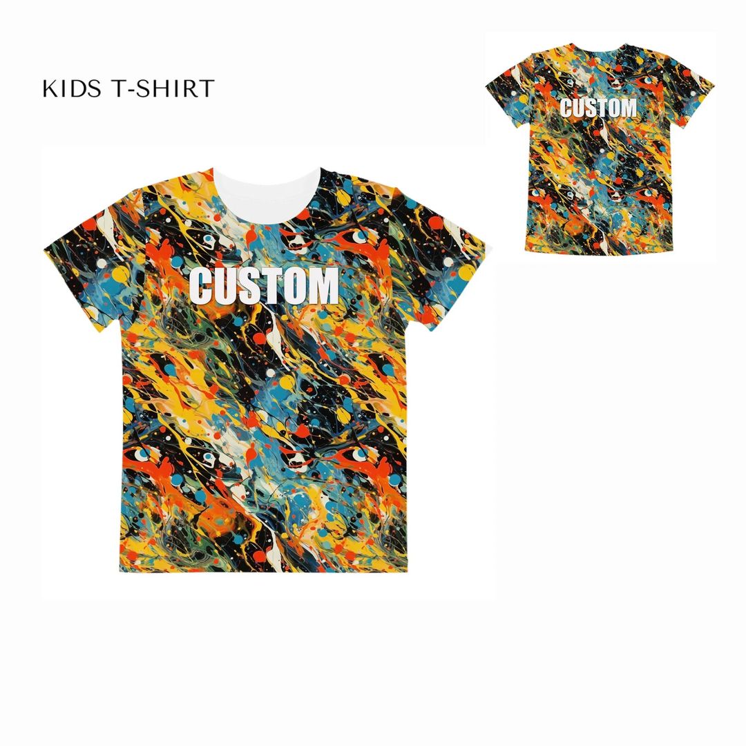 Custom-Expressionist-abstract-bold-brushstrokes-all-over-print-unisex-kids-crew-neck-t-shirt-front-and-back-artfulane
