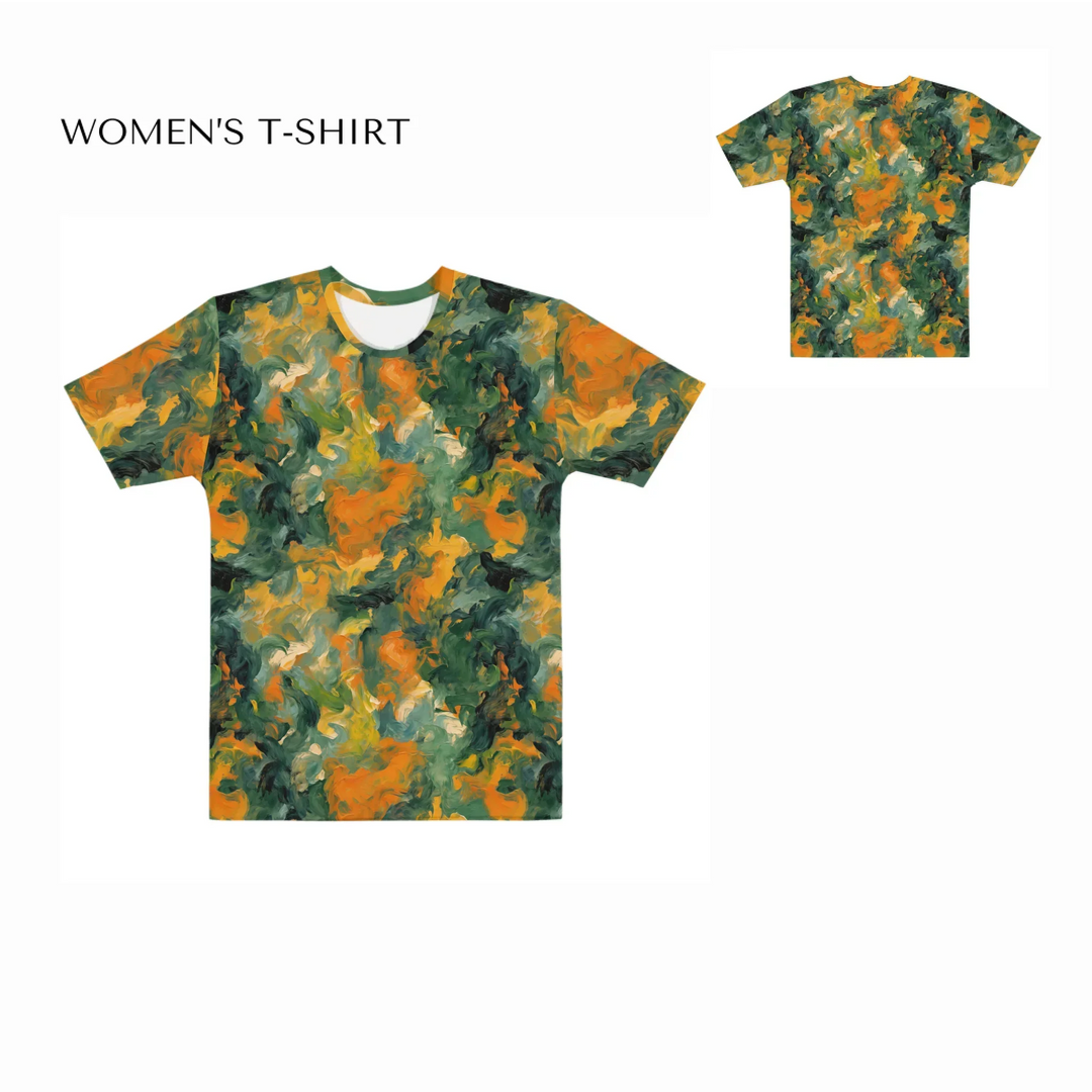 Custom-Expressionist-abstract-all-over-print-womens-crew-neck-t-shirt-front-and-back-artfulane