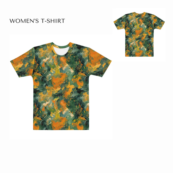 Custom-Expressionist-abstract-all-over-print-womens-crew-neck-t-shirt-front-and-back-artfulane