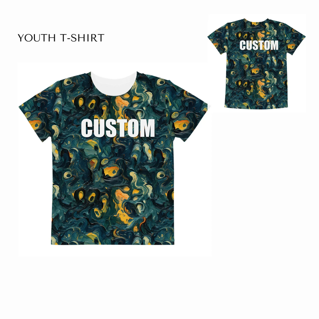 Custom-Expressionist-abstract-all-over-print-unisex-youth-crew-neck-t-shirt-front-and-back-artfulane