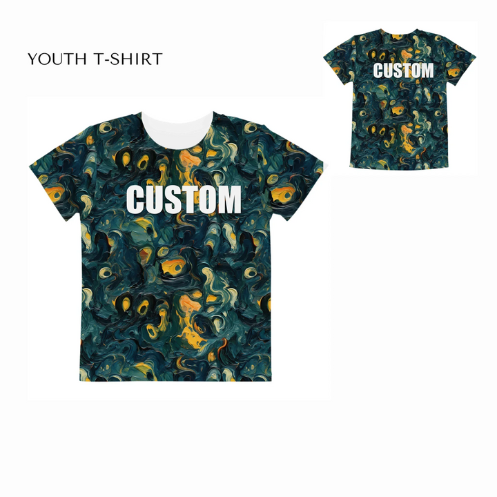 Custom-Expressionist-abstract-all-over-print-unisex-youth-crew-neck-t-shirt-front-and-back-artfulane