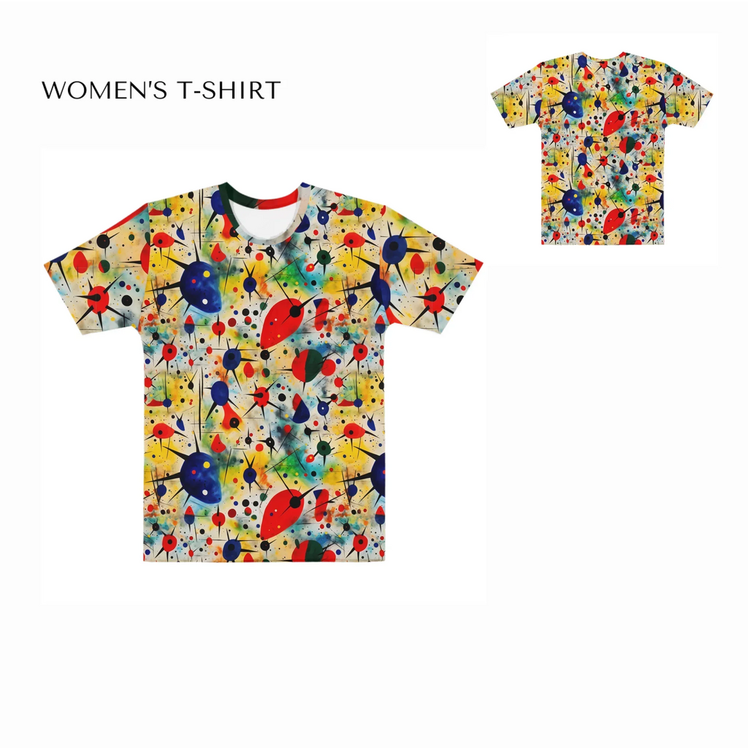 Custom-Expressionist-Abstract-Chaotic-Patterns-all-over-print-womens-crew-neck-t-shirt-front-and-back-artfulane