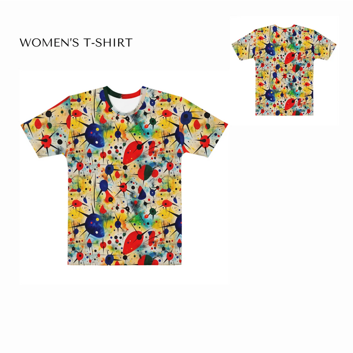 Custom-Expressionist-Abstract-Chaotic-Patterns-all-over-print-womens-crew-neck-t-shirt-front-and-back-artfulane