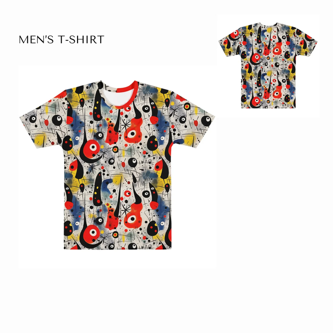 Custom-Expressionist-Abstract-Chaotic-Patterns-all-over-print-mens-crew-neck-t-shirt-front-and-back-artfulane