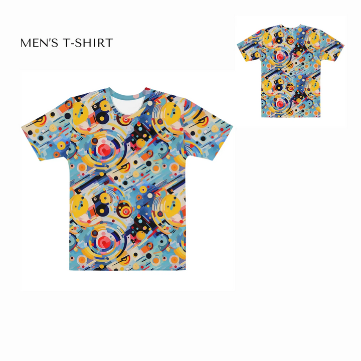 Custom-Expressionist-Abstract-Chaotic-Patterns-all-over-print-mens-crew-neck-t-shirt-front-and-back-artfulane