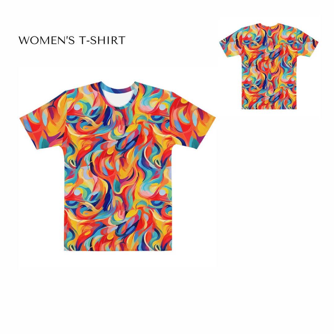 Custom-Abstract-Vibrant-Contrasting-Colors-all-over-print-womens-crew-neck-t-shirt-front-and-back-artfulane