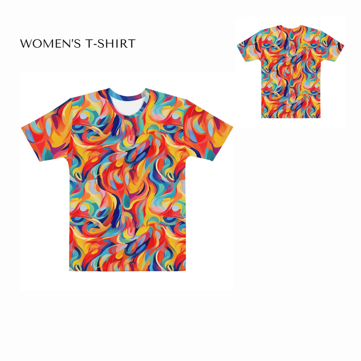 Custom-Abstract-Vibrant-Contrasting-Colors-all-over-print-womens-crew-neck-t-shirt-front-and-back-artfulane