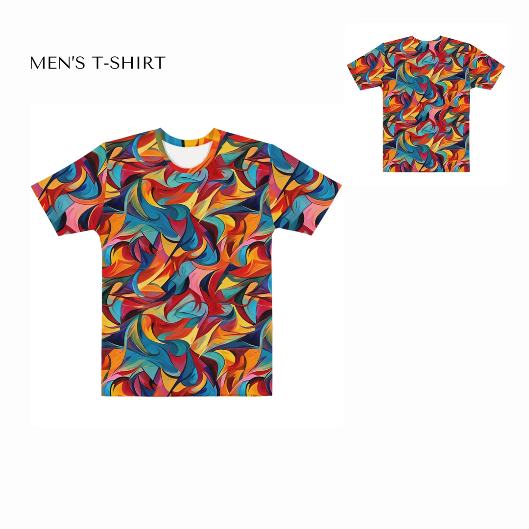 Custom-Abstract-Vibrant-Contrasting-Colors-all-over-print-mens-crew-neck-t-shirt-front-and-back-artfulane