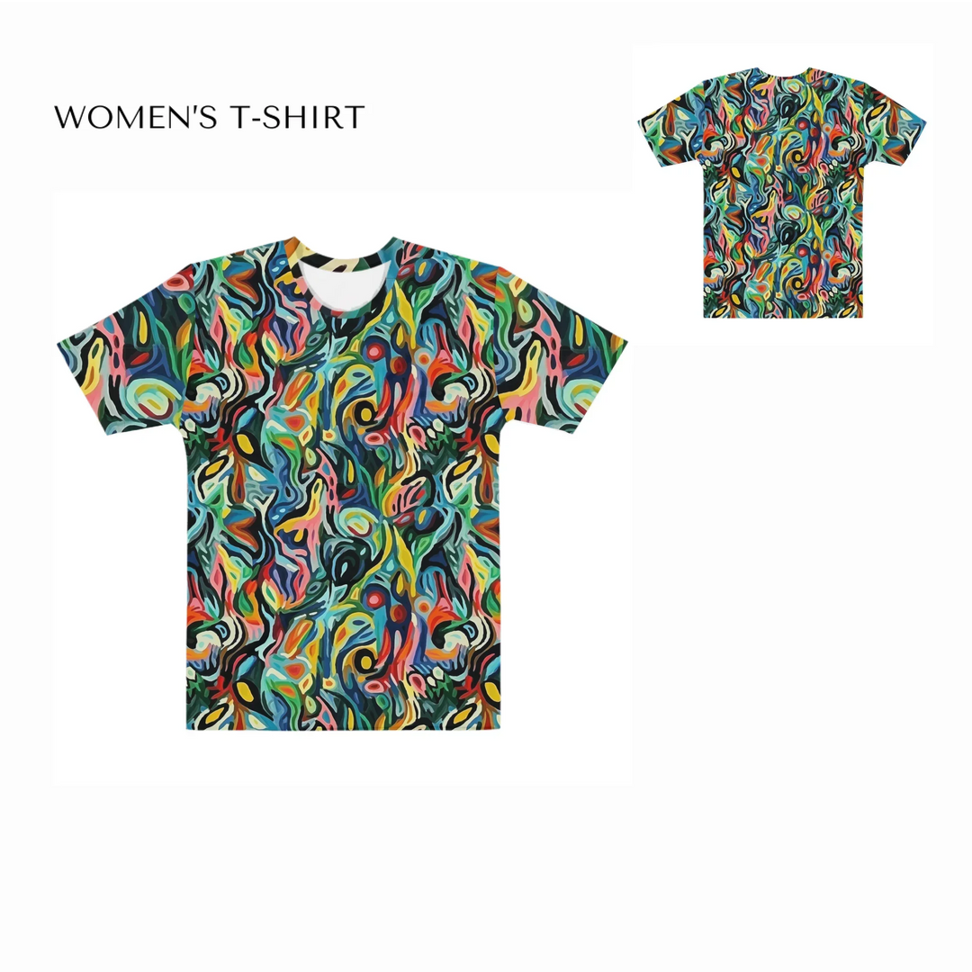 Custom-Abstract-Vibrant-Contrasting-Colors-all-over-print-womens-crew-neck-t-shirt-front-and-back-artfulane