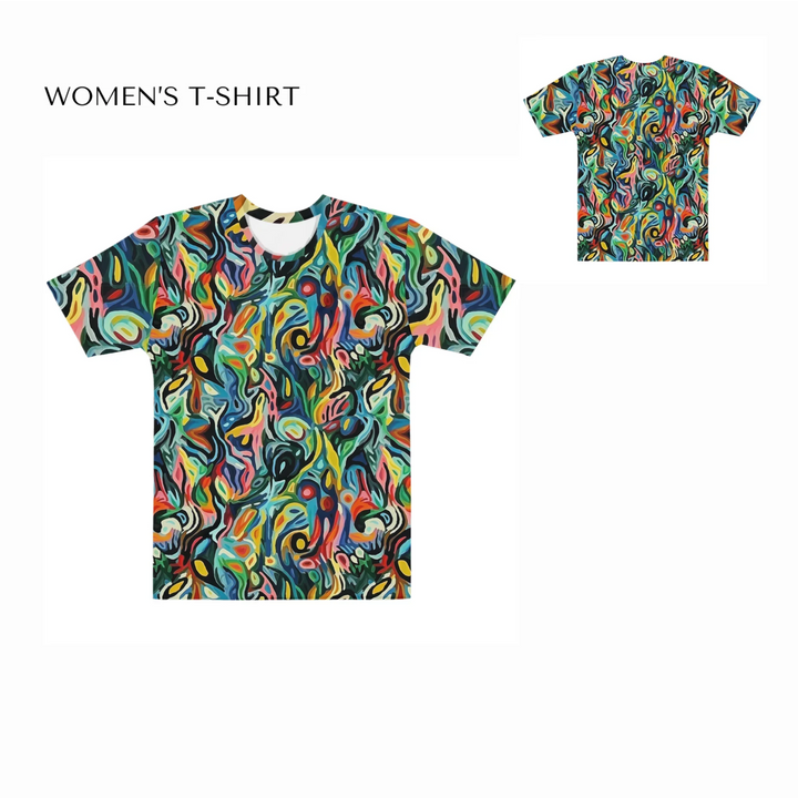 Custom-Abstract-Vibrant-Contrasting-Colors-all-over-print-womens-crew-neck-t-shirt-front-and-back-artfulane