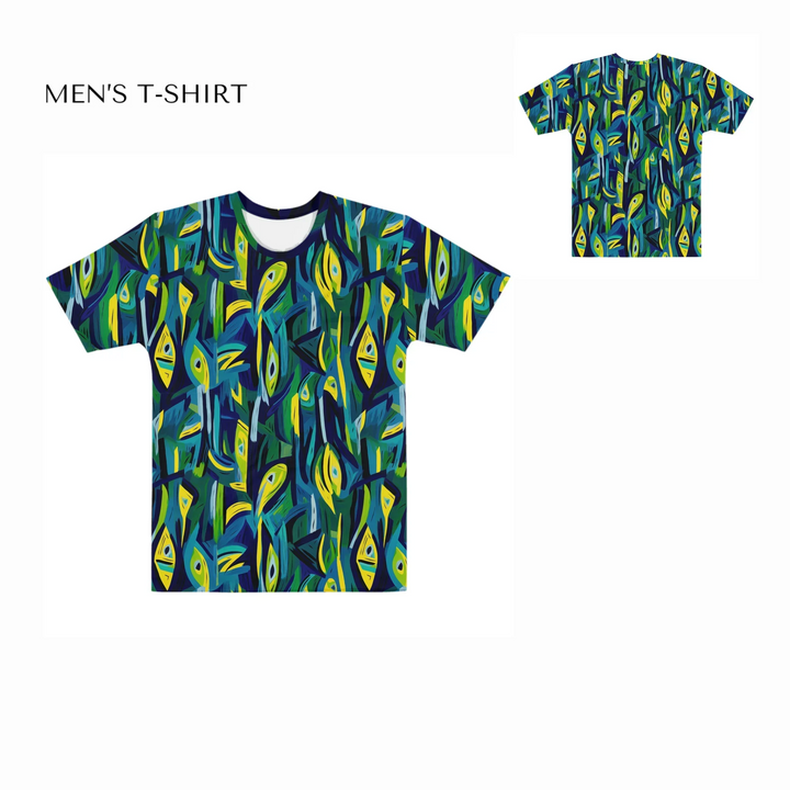 Custom-Abstract-Vibrant-Contrasting-Colors-all-over-print-mens-crew-neck-t-shirt-front-and-back-artfulane