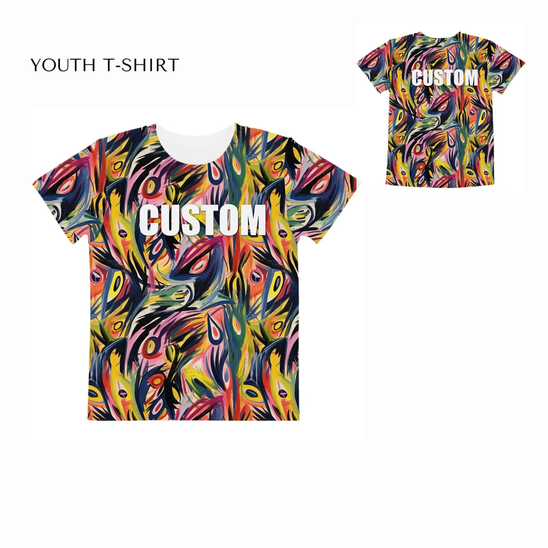 Custom-Abstract-Vibrant-Contrasting-Colors-all-over-print-unisex-youth-crew-neck-t-shirt-front-and-back-artfulane