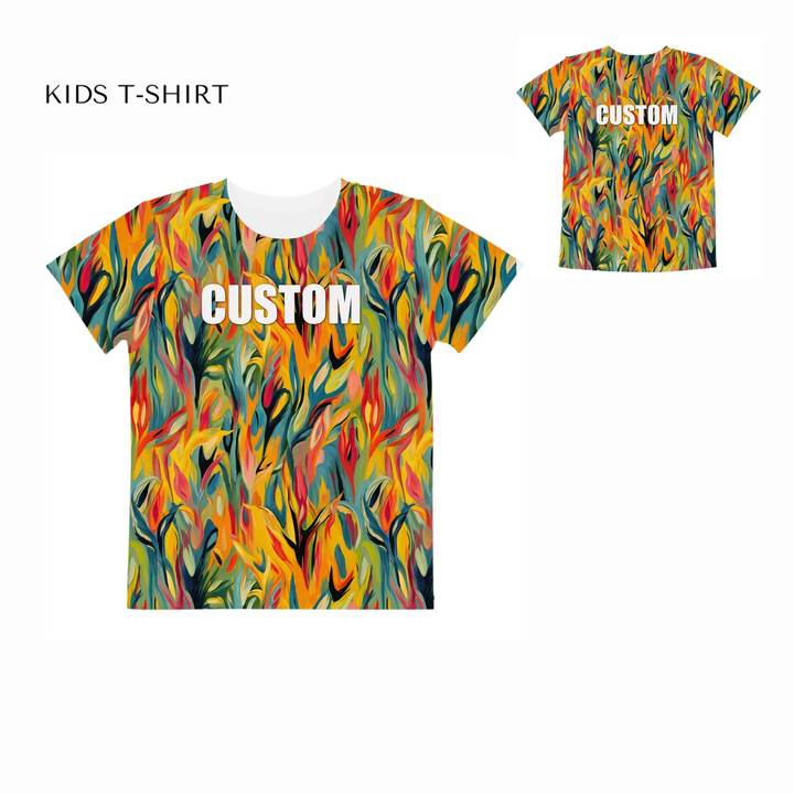 Custom-Abstract-Vibrant-Contrasting-Colors-all-over-print-unisex-kids-crew-neck-t-shirt-front-and-back-artfulane
