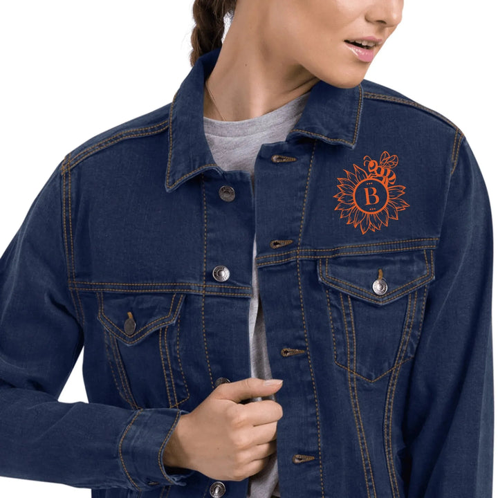 Custom Embroidered Sunflower Bee Initial Jacket - ART-JKT268