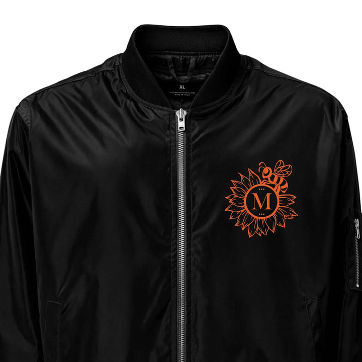 Custom Embroidered Sunflower Bee Initial Jacket - ART-JKT268