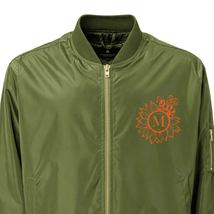 Custom Embroidered Sunflower Bee Initial Jacket - ART-JKT268