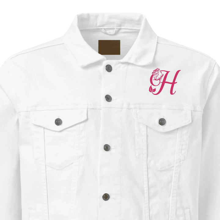Custom Embroidered Rose Bloom Initial Jacket - ART-JKT272
