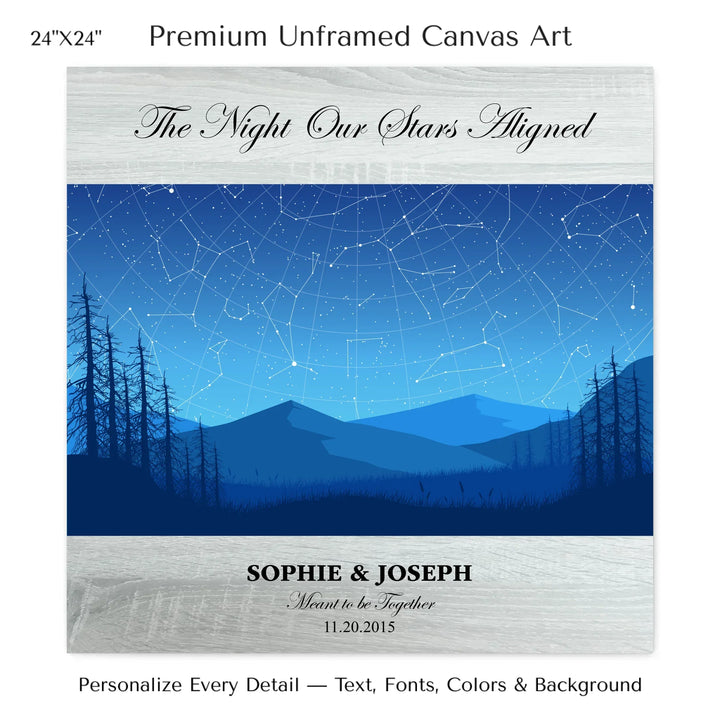 Custom Blue Landscape Star Map Wall Art - 24x24 stretched canvas-ARTFULANE