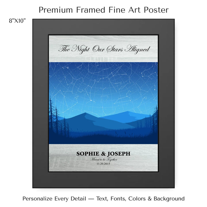 Custom Blue Landscape Star Map Wall Art - 8x10 framed poster-ARTFULANE