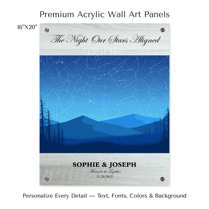 Custom Blue Landscape Star Map Wall Art - 16x20 acrylic panel print-ARTFULANE
