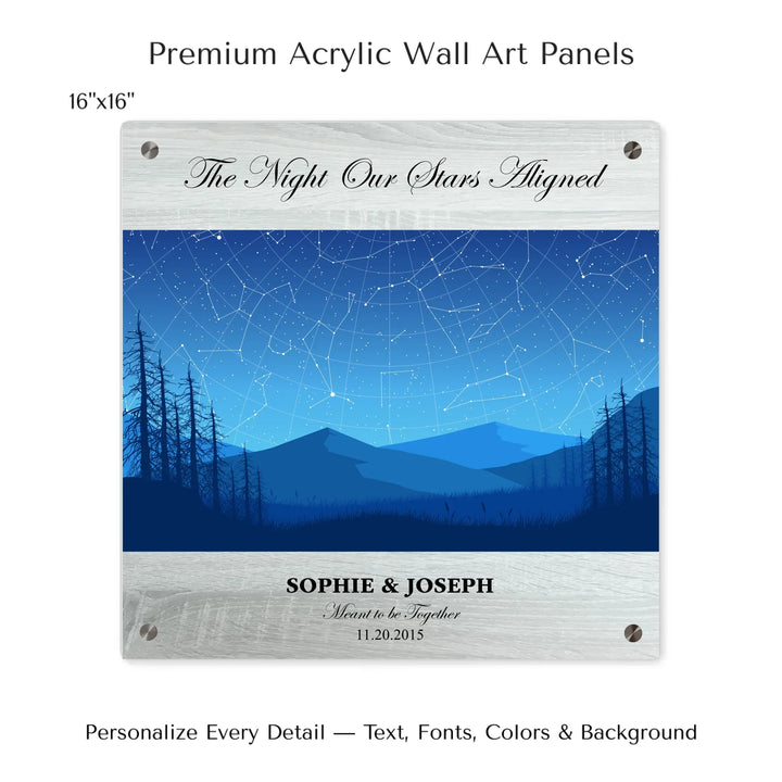 Custom Blue Landscape Star Map Wall Art - 16x16 acrylic panel print-ARTFULANE