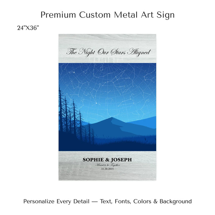 Custom Blue Landscape Star Map Wall Art - 24x36 metal art sign-ARTFULANE