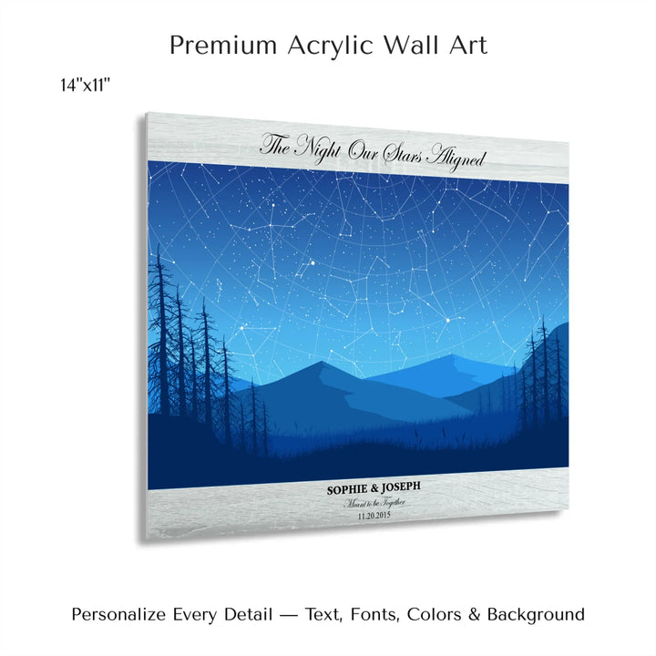 Custom Blue Landscape Star Map Wall Art - 14x11 acrylic print with french cleat-ARTFULANE