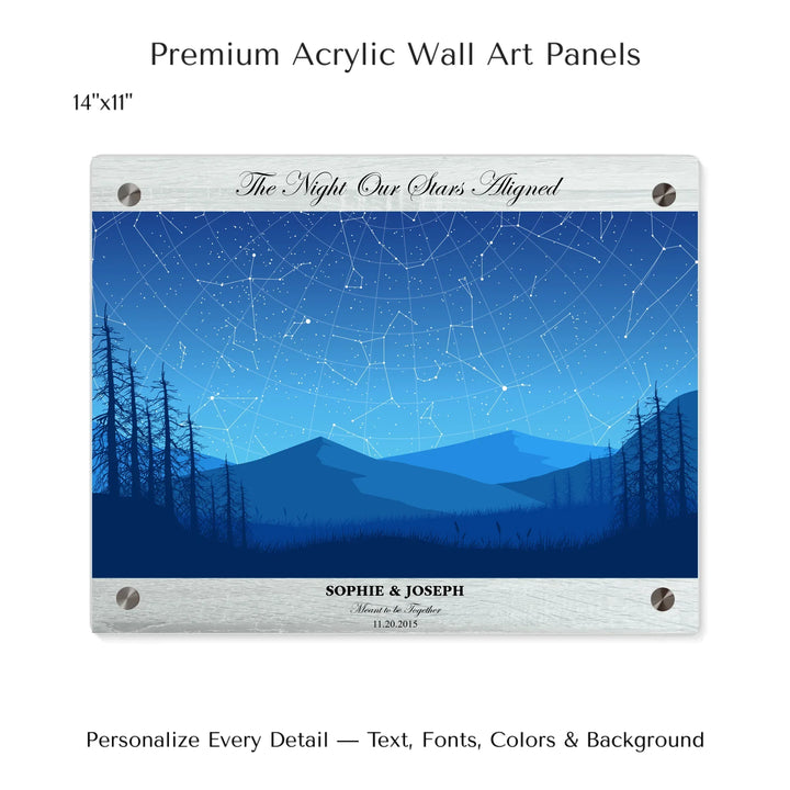 Custom Blue Landscape Star Map Wall Art - 14x11 acrylic panel print-ARTFULANE