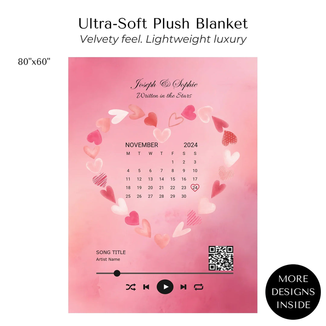 Custom Song QR Code & Calendar - Ultra-Soft Plush Blanket 80"X60"-ARTFULANE
