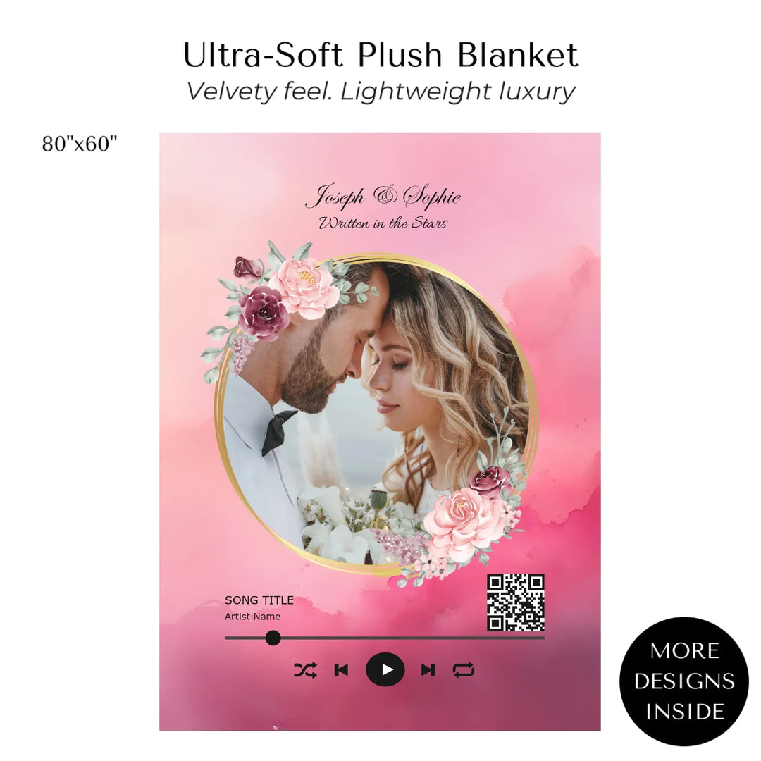 Custom Song QR Code & Photo Blanket -Ultra-Soft Plush Blanket 80"X60"-ARTFULANE