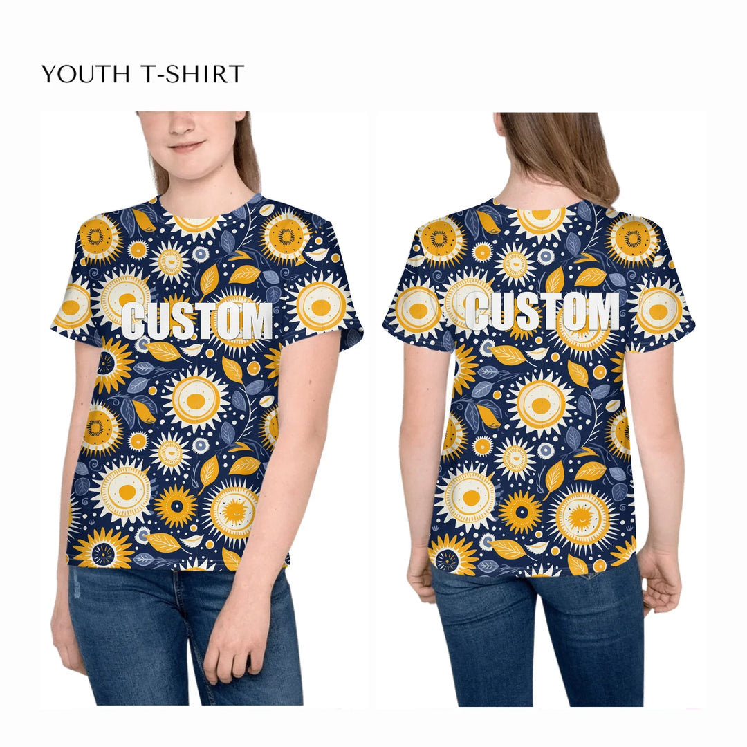 all-over-print-unisex-youth-crew-neck-t-shirt-on-girl-front-and-back-artfulane