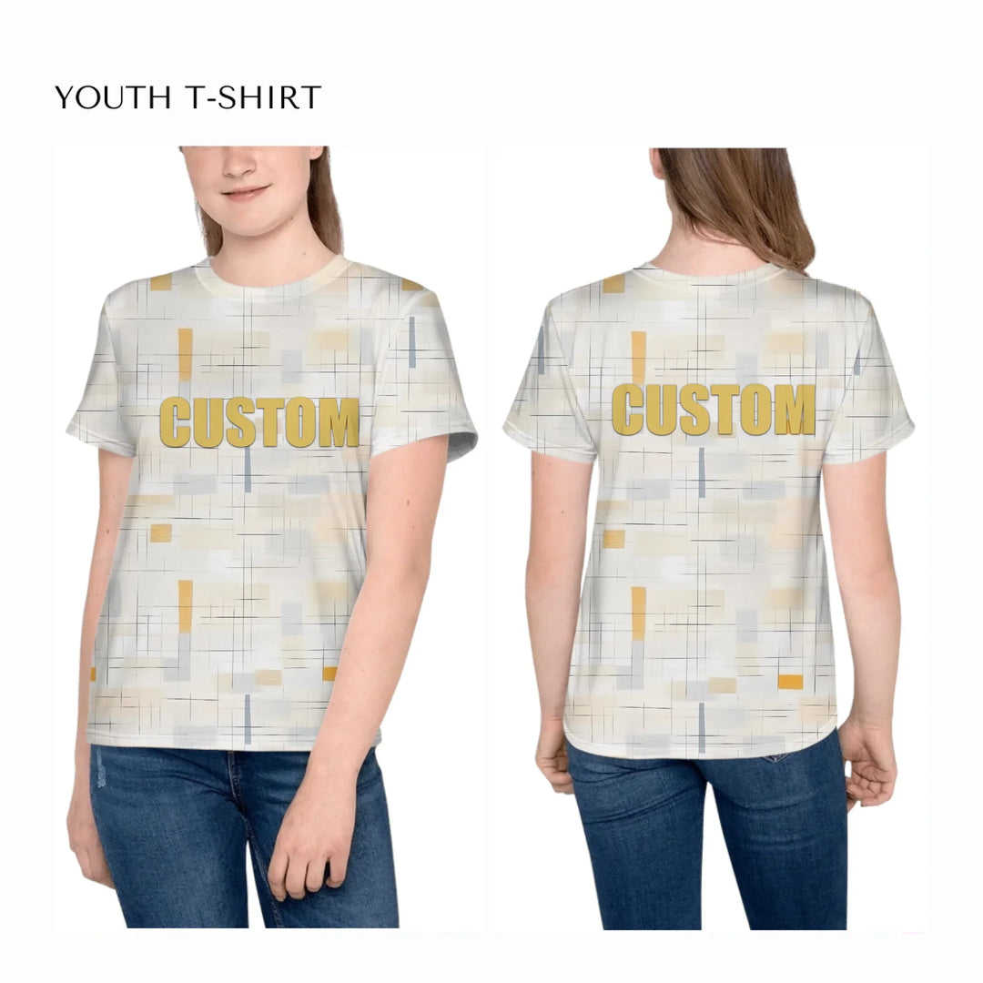 all-over-print-unisex-youth-crew-neck-t-shirt-on-girl-front-and-back-artfulane