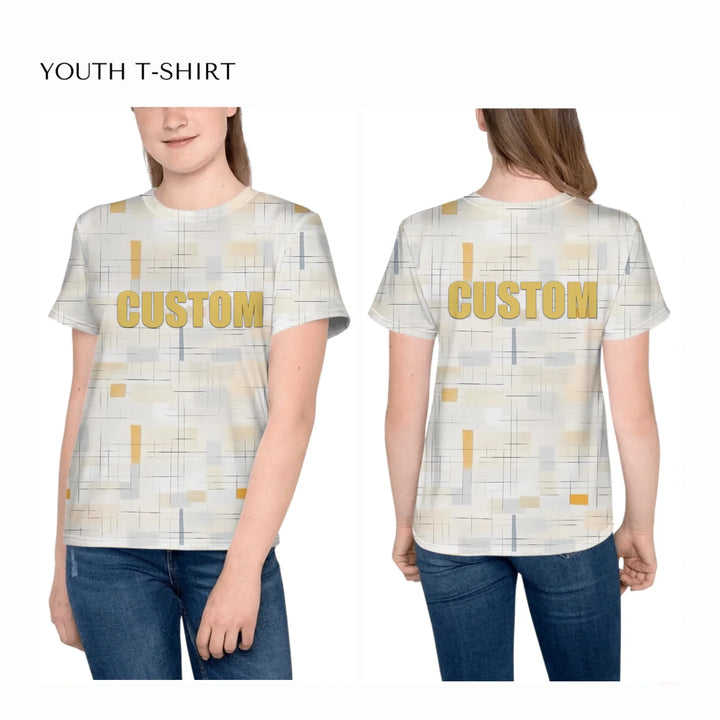 all-over-print-unisex-youth-crew-neck-t-shirt-on-girl-front-and-back-artfulane