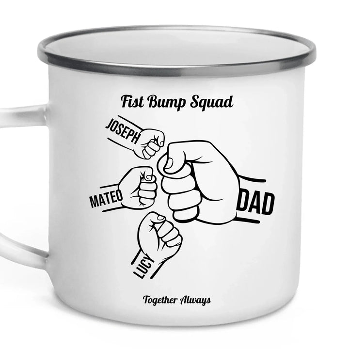 Personalized fist bump mug with parent or grandparent name and custom child names – custom gift for dad, mom, papa, or nana -ARTFULANE