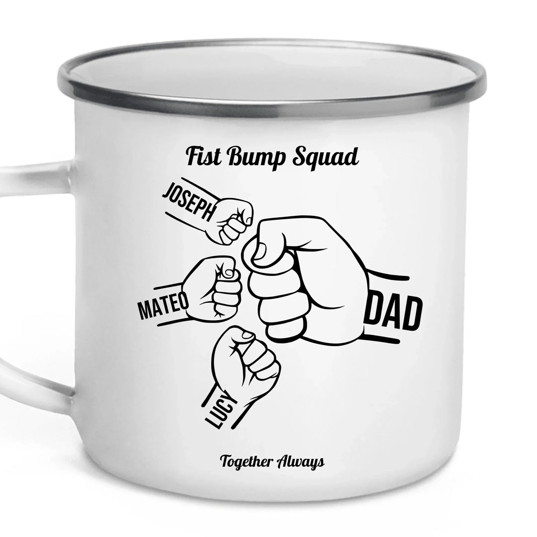 Personalized fist bump mug with parent or grandparent name and custom child names – custom gift for dad, mom, papa, or nana -ARTFULANE