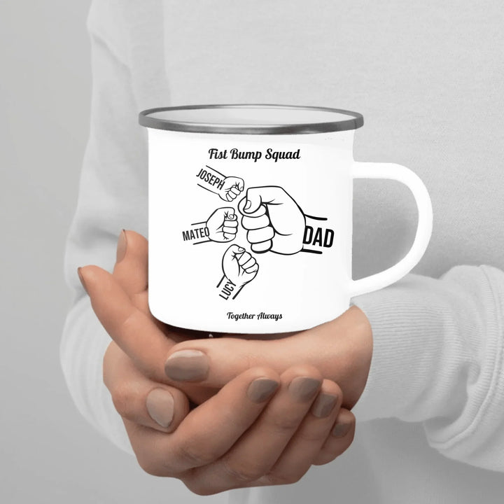 Personalized fist bump mug with parent or grandparent name and custom child names – custom gift for dad, mom, papa, or nana -ARTFULANE