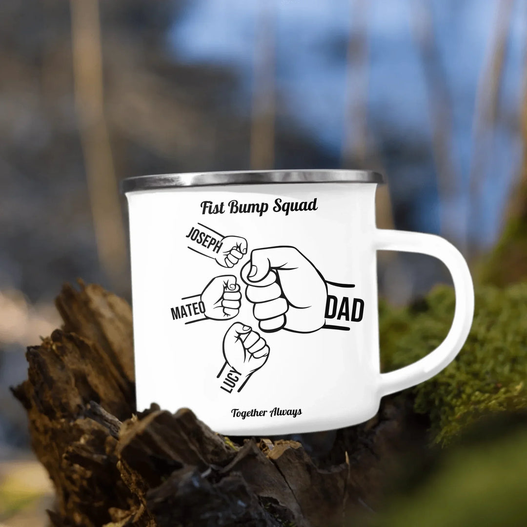 Personalized fist bump mug with parent or grandparent name and custom child names – custom gift for dad, mom, papa, or nana -ARTFULANE