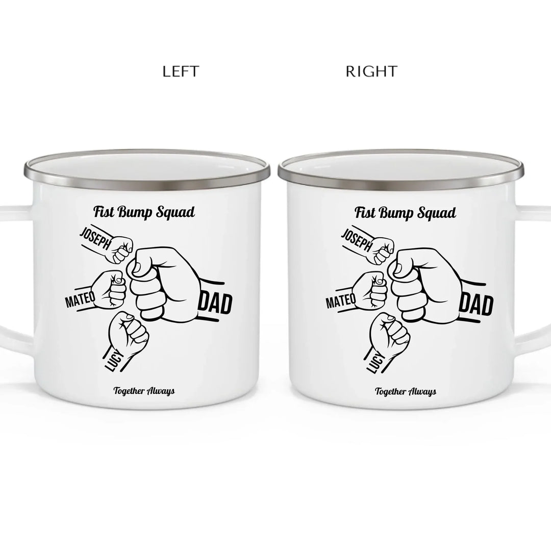 Personalized fist bump mug with parent or grandparent name and custom child names – custom gift for dad, mom, papa, or nana -ARTFULANE
