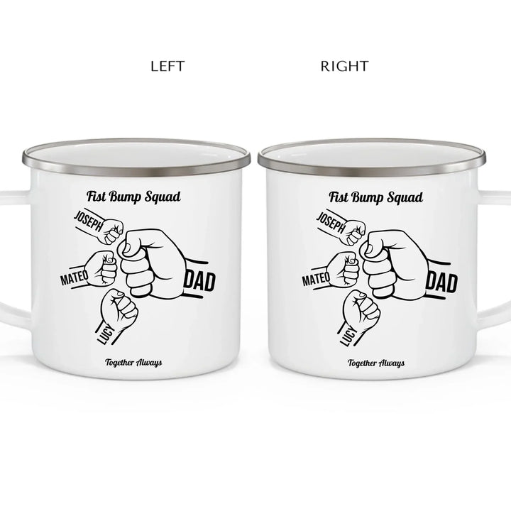 Personalized fist bump mug with parent or grandparent name and custom child names – custom gift for dad, mom, papa, or nana -ARTFULANE