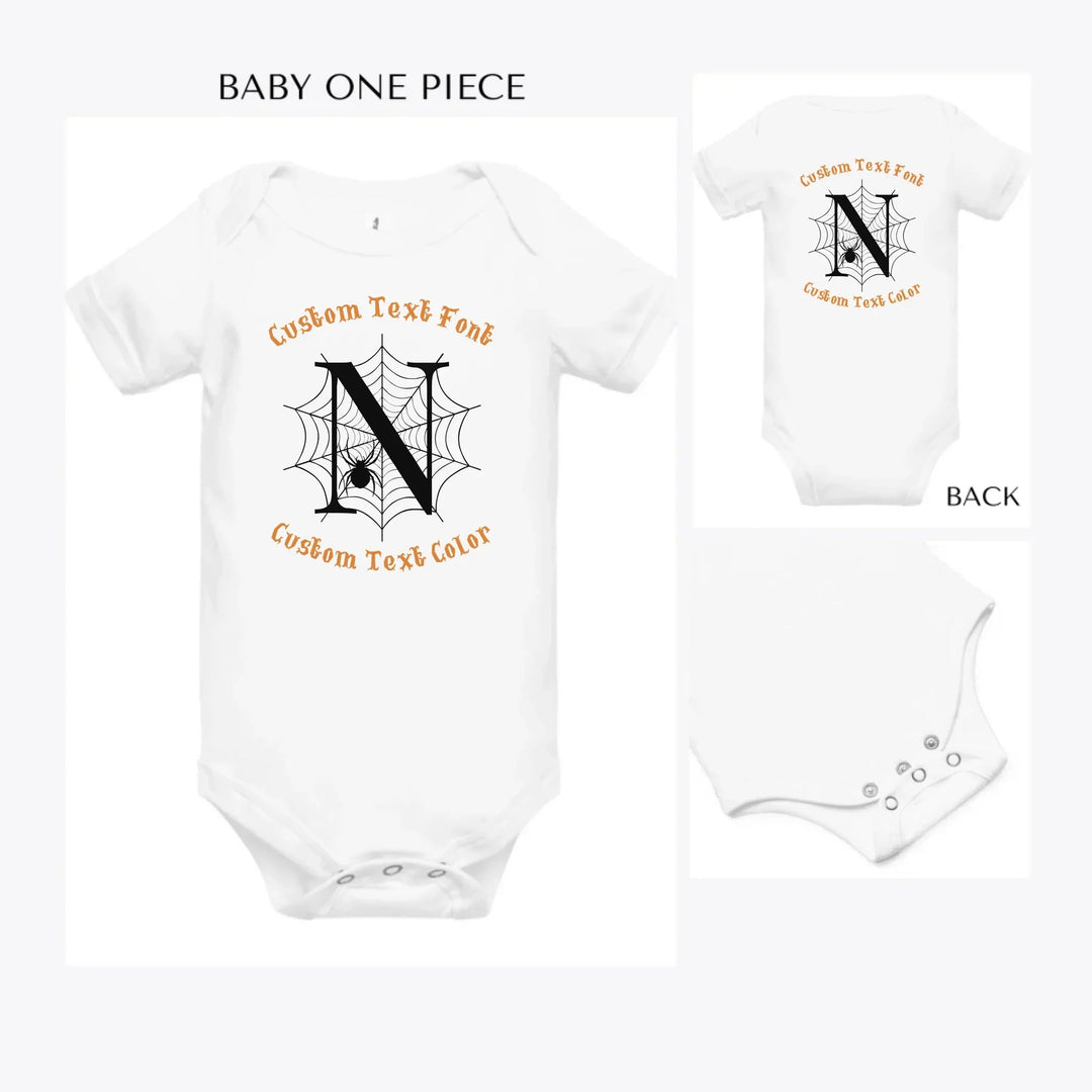 Spider-Web-Initial-custom-baby-onesie-artfulane