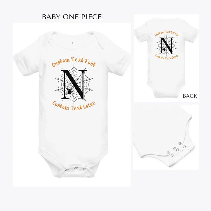 Spider-Web-Initial-custom-baby-onesie-artfulane
