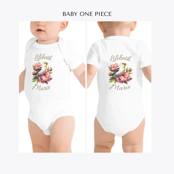 Floral-Spring-Bird-custom-baby-one-piece-artfulane