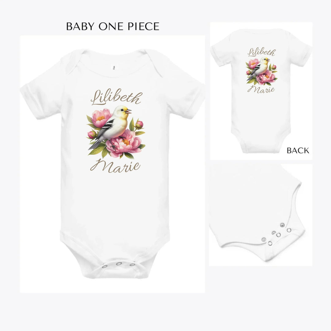Floral-Spring-Bird-custom-baby-onesie-artfulane