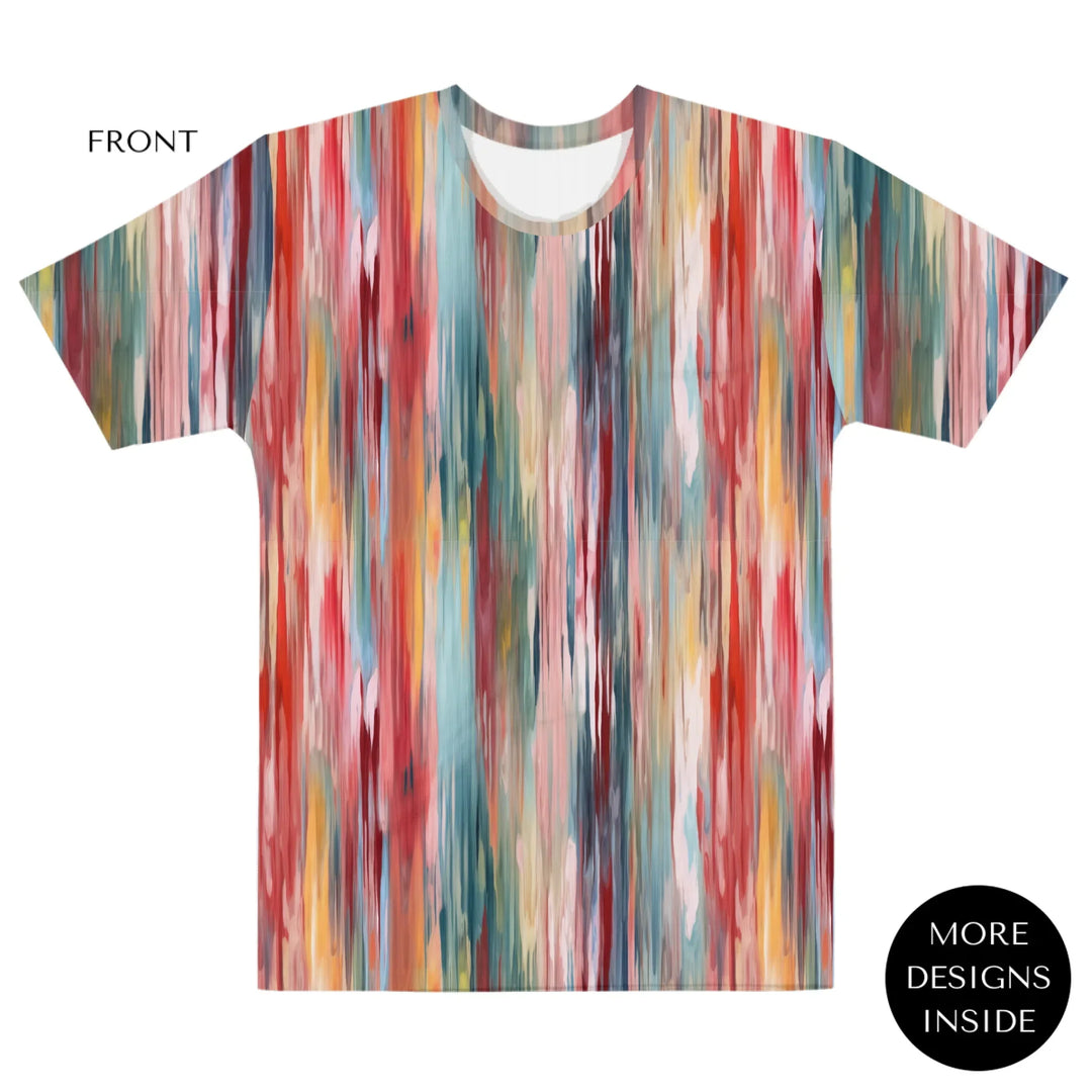 Custom-Modern-Abstract-T-Shirt-Textured-Abstract-all-over-print-womens-crew-neck-t-shirt-artfulane