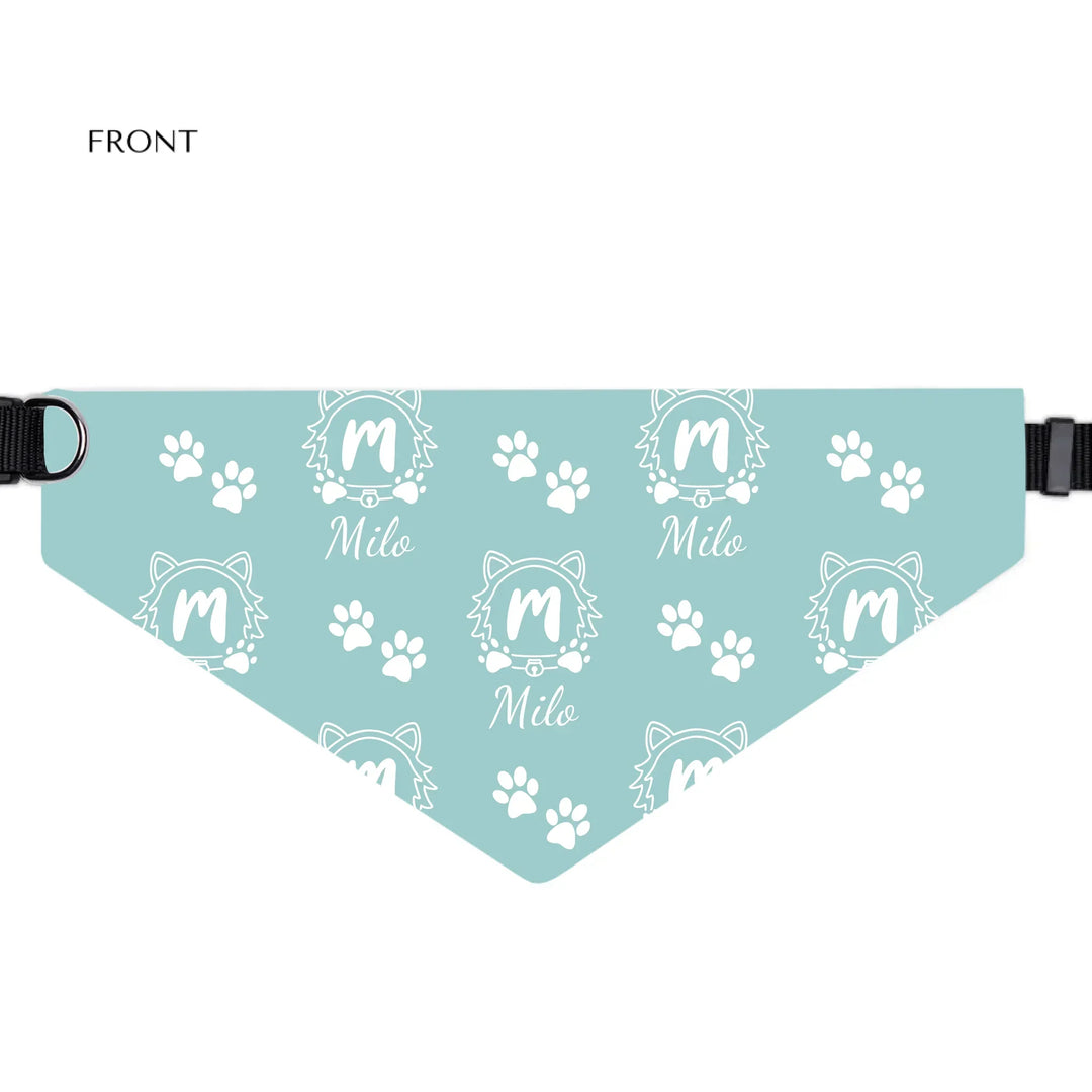 Personalized Monogram Name pet bandana collar with custom text. Available in different monogram styles in any color for dogs or cats-ARTFULANE