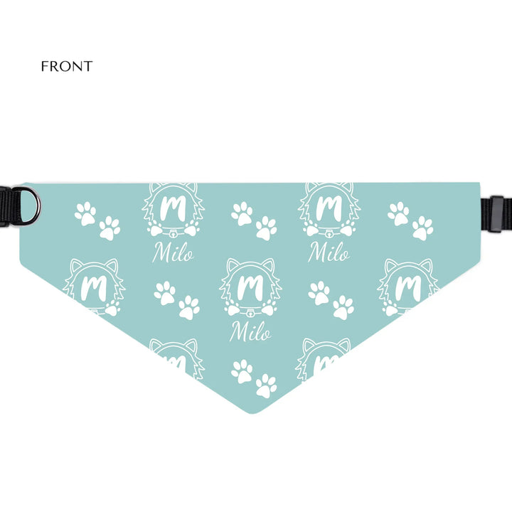 Personalized Monogram Name pet bandana collar with custom text. Available in different monogram styles in any color for dogs or cats-ARTFULANE