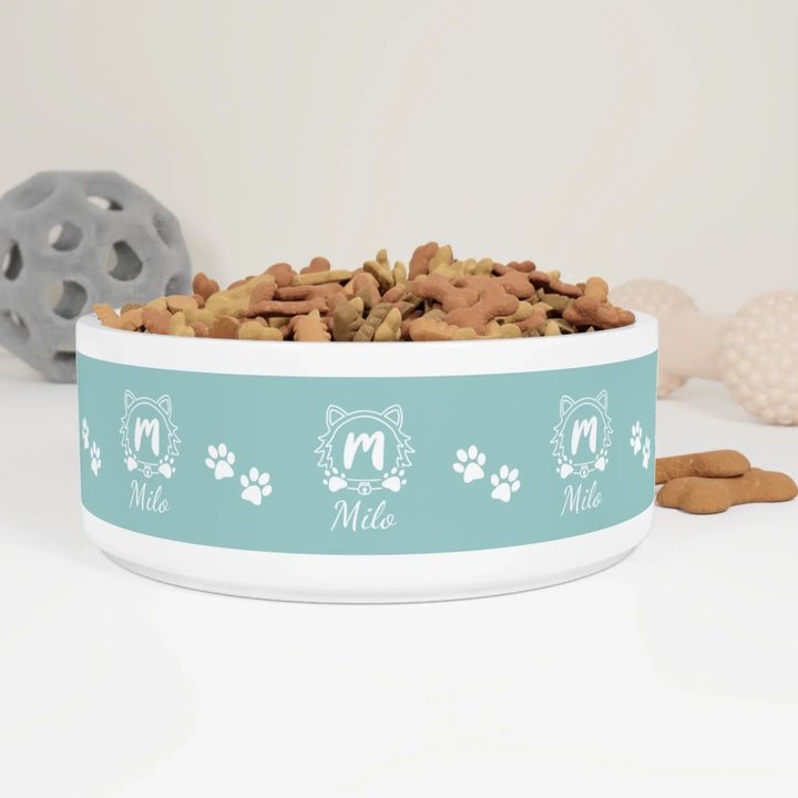 Personalized Monogram Name pet ceramic bowl with custom text. Available in different monogram styles in any color for dogs or cats-ARTFULANE